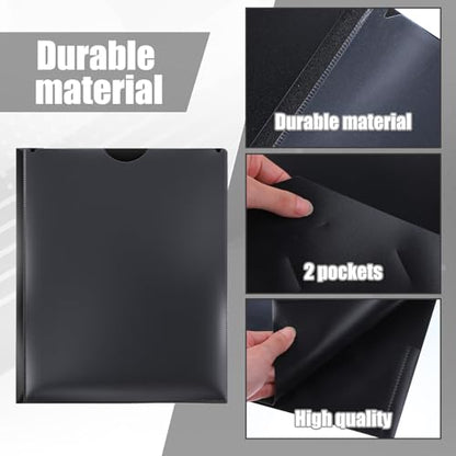 24 Pcs Plastic Folders with Front Clear Pocket and Business Card Holder 2 Pocket Heavy Duty Folders Plastic Letter Size Paper for Business School Office Supplies - color: Black