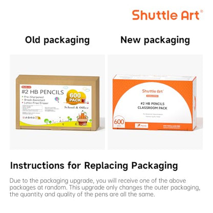 Shuttle Art Wood-Cased #2 HB Pencils, 600 Pack Sharpened Yellow Pencils with Erasers, Bulk Pack Graphite Pencils for School and Teacher Supplies, Writing, Drawing and Sketching