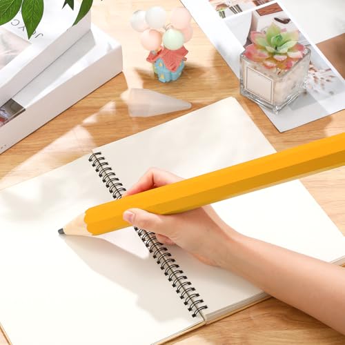 16 Inch Wooden Large Jumbo Pencils Giant Big Funny Wood Pencil with Cap and Eraser Fun Novelty Gifts for Kids School Kindergarten Home Office Prop Supplies (Yellow) - color: Yellow
