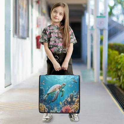 3 Ring Zipper Binder Underwater Sea Turtle Binders Bag with Shoulder Strap 500 Sheets Paper Organizer Trapper Keeper Documents Storage File Folder for School Office - color: A2400