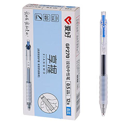 czxwyst GP270 Refillable & Retractable Gel Ink Pens with Soft Grip Large Capacity 0.5mm Fine Point 12-Pack (Blue) - color: Blue