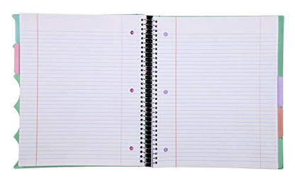 Mintra Office Durable PREMIUM Spiral Notebook, ((Sage Green, 5 Subject (8.5in x 11in)), Fabric Covered Coils, No Snags, College Ruled, Adjustable Pocket Dividers, Ruler, Organization, Student, School - color: Sage Green, size: 5 Subject (8.5in x 11in)