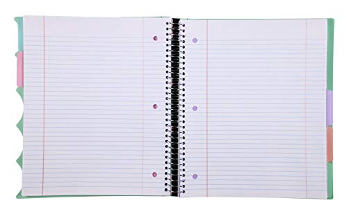 Mintra Office Durable PREMIUM Spiral Notebook, ((Sage Green, 5 Subject (8.5in x 11in)), Fabric Covered Coils, No Snags, College Ruled, Adjustable Pocket Dividers, Ruler, Organization, Student, School - color: Sage Green, size: 5 Subject (8.5in x 11in)