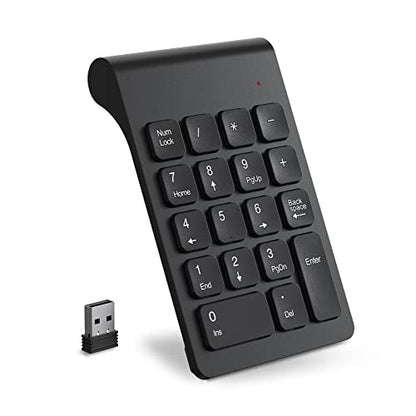 cimetech Wireless Number Pad, 2.4G Numeric Keypad Numpad with USB Receiver, 18 Keys Portable Mini Keyboard for Laptop Notebook, Desktop, Surface Pro, PC - Black - color: 2.4G-Black