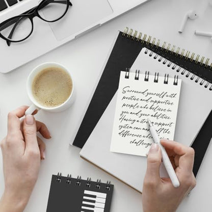 8 Pads Music Small Spiral Notebooks,Piano Keyboard and Musical Notes Cover Memo Notepads Blank A7 Mini Pocket Journal Notebook School Student Notebooks for Music Party Favors Gift,50sheet/pad