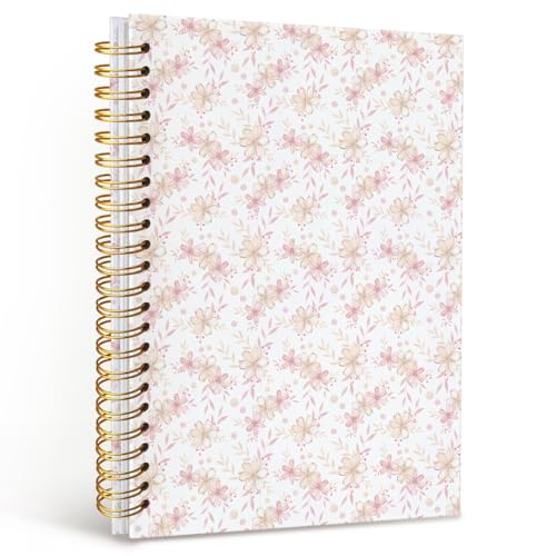 MOFUYU Cute Spiral Notebook for Women,Pink Notebook Gifts for Women | Coquette Pink Bow Floral Journal A5,Spiral Notepad for Daily Writing,Pretty Gift for Teen Girls Students - color: Floral bows3(pink)