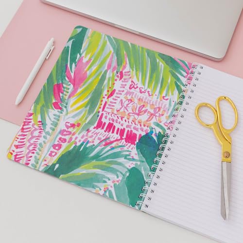Lilly Pulitzer Large Hardcover Spiral Notebook, 11" x 9.5" with 160 College Ruled Pages, Flamenco Beach