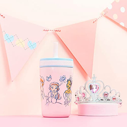 Zak Designs Disney Princess Kelso Toddler Cups For Travel or At Home, 12oz Vacuum Insulated Stainless Steel Sippy Cup With Leak-Proof Design For Kids (Ariel, Belle, Cinderella, Mulan, Tiana) - color: Princess