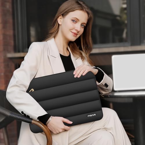 MOSISO Laptop Case 13.3 inch,13-13.3inch Puffy Laptop Sleeve, Black | Compatible with MacBook Air 13.6 M5 M4 M3 M2 M1/Neo/Pro 13/14,HP Dell ASUS Lenovo,Polyester Horizontal Bag with Small Case - color: Black, size: 13.3 inch