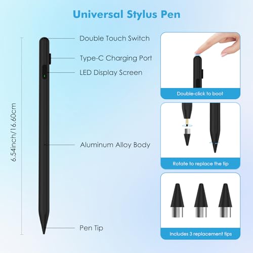 MoKo Universal Capacitive Stylus Pencil for Touch Screen, Black - color: Black