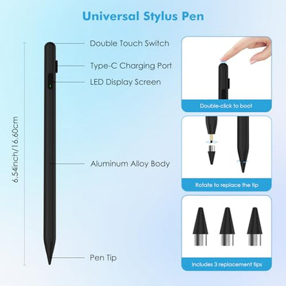 MoKo Universal Capacitive Stylus Pencil for Touch Screen, Black - color: Black