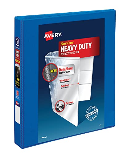 Avery Heavy Duty View 3 Ring Binder, 1" One Touch Slant Ring, Holds 8.5" x 11" Paper, 1 Pacific Blue Binder (79720) - size: 1"