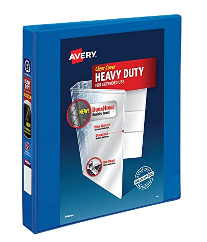 Avery Heavy Duty View 3 Ring Binder, 1" One Touch Slant Ring, Holds 8.5" x 11" Paper, 1 Pacific Blue Binder (79720) - size: 1"