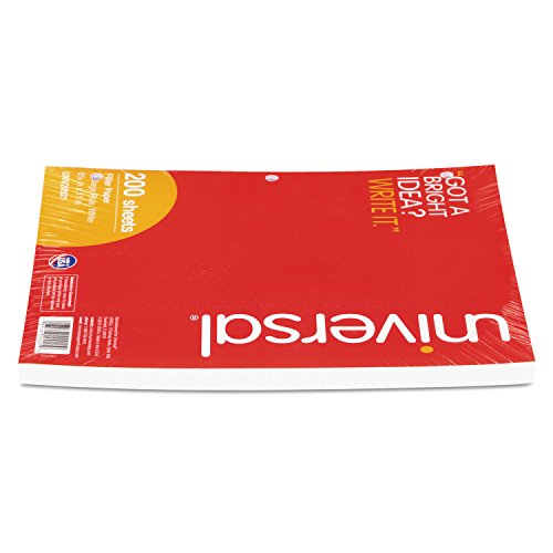 Universal 20921 Filler Paper, 8 1/2 x 11, College Rule, White, 200 Sheets/Pack