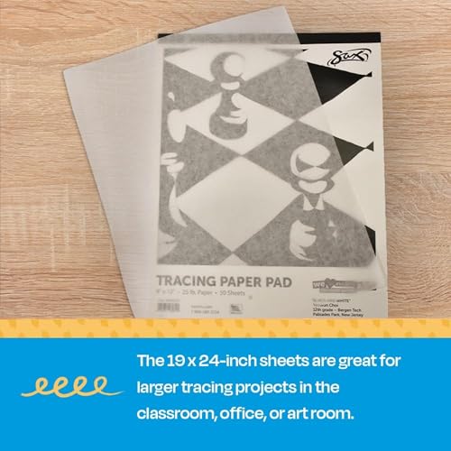 Sax Tracing Paper Pad, 25 lbs, 19 x 24 Inches, White,50 Sheets - 418612