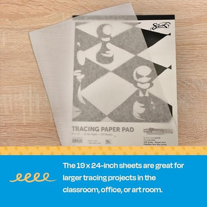 Sax Tracing Paper Pad, 25 lbs, 19 x 24 Inches, White,50 Sheets - 418612