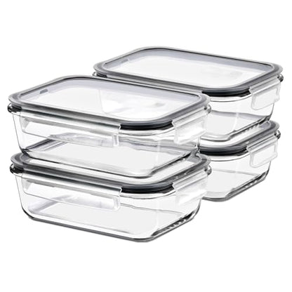 Sorbus Glass Meal Prep Containers Set – Freezer, Dishwasher, Oven Safe – Reusable Food Storage Bowls, 4 Cup Capacity for Meal Prep and Storage (4 Rectangular Vented Lid) - size: 4 Rectangular Vented Lid