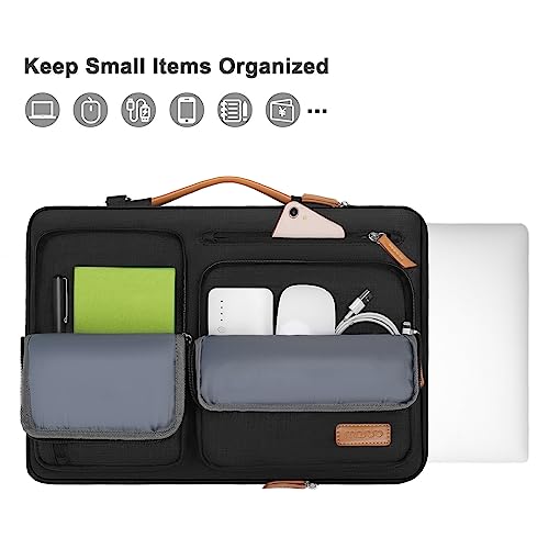 MOSISO 360 Protective Laptop Shoulder Bag,15-15.6 inch Computer Bags Compatible with MacBook Pro 16 inch, HP, Dell, Lenovo, Asus Notebook,Side Open Messenger Bag with 4 Zipper Pockets, Black - color: Black, size: 16 inch