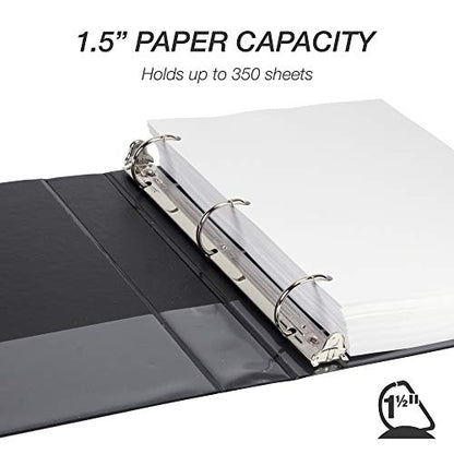 Samsill Durable 1.5 inch 3 Ring Binder, D Ring Binder, 100% Recycled Chipboard, Black - color: Black, size: 1 Pack, style: 1.5 Inch