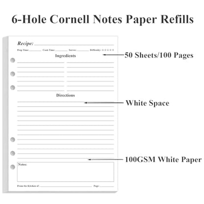 (3-Pack) A4 Cornell Notes Filler Paper - 3 Hole Cornell Notes Loose Leaf Paper, 150Sheets / 300Pages, 100gsm,White, 8.5'' x 11'' - size: 3-Pack, style: 3-Hole