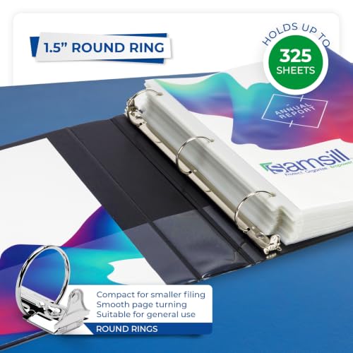 Samsill 1.5 Inch 3 Ring Binders, Economy Round Ring, Clear View Cover, 325 Sheet Capacity - for School, Home, Office - Black, 12 Pack - size: 12-Pack, style: 1.5 Inch