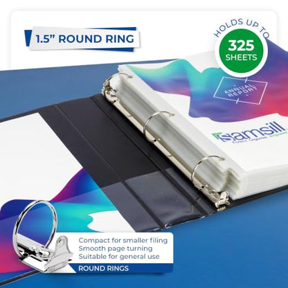 Samsill 1.5 Inch 3 Ring Binders, Economy Round Ring, Clear View Cover, 325 Sheet Capacity - for School, Home, Office - Black, 12 Pack - size: 12-Pack, style: 1.5 Inch