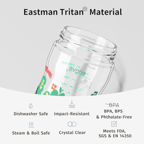 Evorie Tritan Weighted Straw Cup Baby Training Cup, Spill Proof, 7 Oz, 6M+ | BPA & BPS-Free, First learning cup, 360° drinking, Dishwasher safe, Durable Sippy Cup, Green Explore - color: Green Explore