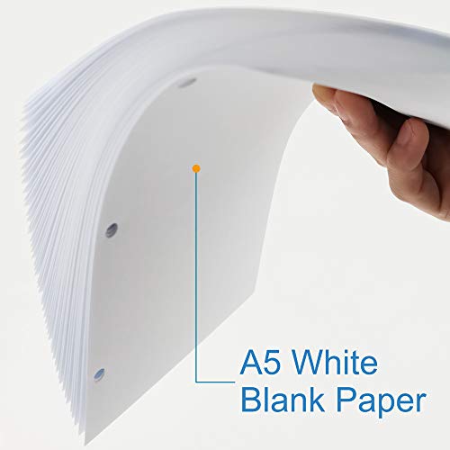 (3-Pack) A5 Filler Paper, 3 Hole Planner Refills, Organizer, Loose-leaf Binder Paper, Total 300 Sheets/600 Pages, 100gsm, Blank, White Paper, 5.8 x 8.2 Inch, 3 Hole Filler Paper, Mini Binder Refills - size: 300 Sheets