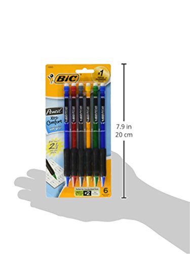 BIC Xtra Comfort Mechanical Pencils with Erasers, Medium Point (0.7mm), 6-Count Pack, Bulk Mechanical Pencils for School or Office Supplies