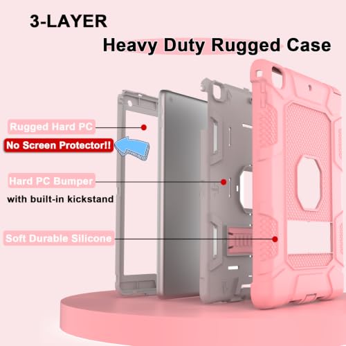 iPad 6th Generation Cases, iPad 5th Generation Case, iPad Air 2 Case, iPad 9.7 Case, Shockproof Rugged Drop Protection Cover for iPad 9.7'' A1893/A1954/A1822/A1823, Pink+Gray - color: Pink+Gray