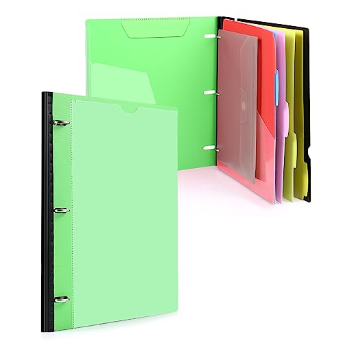 WOT I Telescoping Project Organizer, Refillable Binder with Dividers and Pockets, 13 Pocket Folders, 1 Inch 3 Ring Binder, Green - color: Green, size: 1 Pack