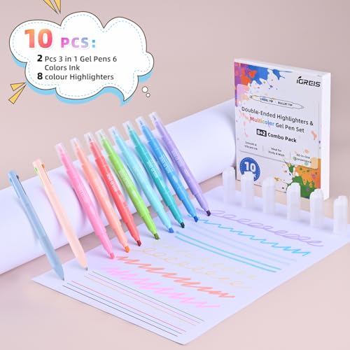 Dual tip Highlighters and gel pens set and Fine Point Blue Permanent Markers Bulk