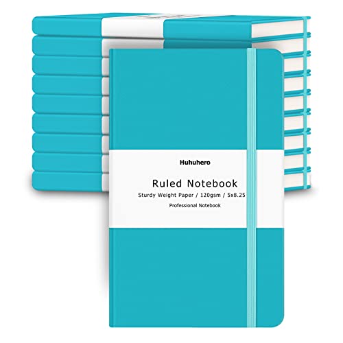 Huhuhero Notebook Journals, Ruled Journal for Writing, Premium Thick Paper Lined Hardcover Notebooks Bulk for Office School Note Taking College School Supplies 5"×8.25" (10, Teal) - color: Teal, size: 10