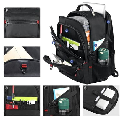 Z-MGKISS 52L Extra Large Travel Backpack for Men&Women, Fit 17.3" Laptops | LifetimeWarranty, Large Capacity, Long-Term Durability, TSA Friendly,Anti-Theft,Water Resistant,Business,College Rucksack Bag - color: Black, size: 17.3 Inch (20''x15''x10'')