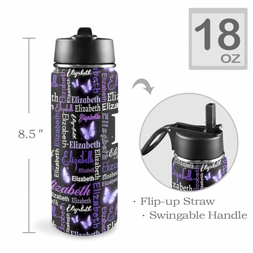 Personalized Water Bottles with Name for Kids, Custom Butterfly Water Bottle Stainless Steel Water Tumbler Customized Gifts - color: Color_13
