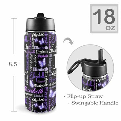 Personalized Water Bottles with Name for Kids, Custom Butterfly Water Bottle Stainless Steel Water Tumbler Customized Gifts - color: Color_13