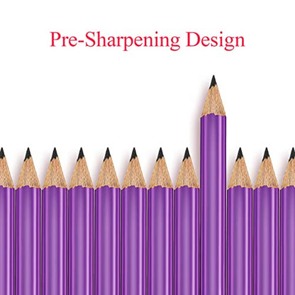 Outus 72 Pieces Golf Pencils Half Pencils with Eraser Mini Bulk Short #2 HB Pre Sharpened for Bridal Shower Wedding Office(Purple) - color: Purple