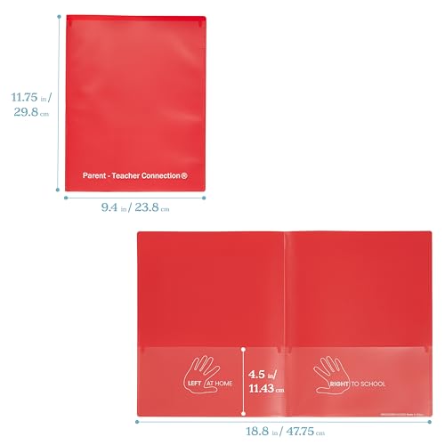 ECR4Kids 2-Pocket Parent-Teacher Classroom Communication Folder, School Supplies, Red, 36-Piece - color: Red