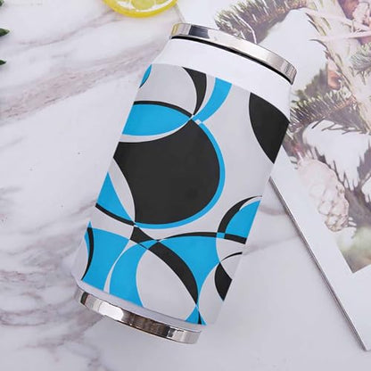 T&H XHome Abstract Circle Art 10oz Stainless Steel Tumbler with Lid & Straw-Double Wall Vacuum Insulated Travel Mug Modern Blue Grey Geometric Water Bottle Coffee Beverage Drinks Cup - size: 10 Ounces