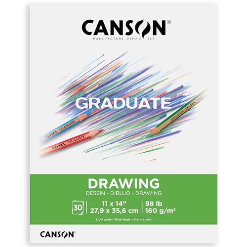 Canson Graduate Drawing Pad, Foldover, 11x14 inch, 30 Sheets | Artist Paper for Adults and Students - Drawing, Sketching and Art Journaling - color: White Paper, size: 11x14 inch