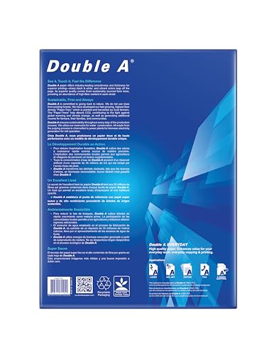 Double A Everyday Multipurpose Copy Printer Paper, Letter Size 8.5" x 11", 96 Brightness, 20 lb, 10 Reams (5000 Sheets)