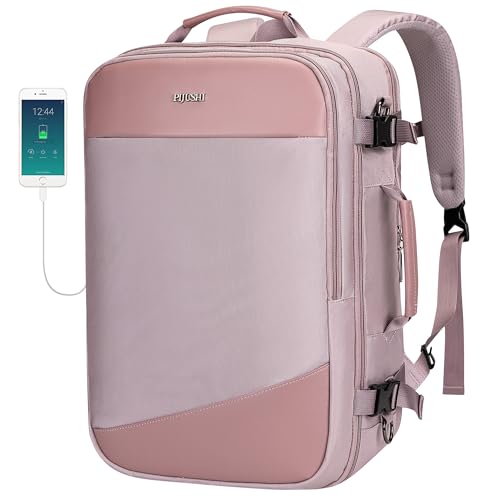 PIJUSHI 3-In-1 Carry On Travel Backpack for Women Men, Fits 16" Laptop | Convertible Duffel/Shoulder Bag with USB Port, Wet Pocket, TSA-Friendly 180° Opening for Airport/Commute/Daily - color: Light Purple