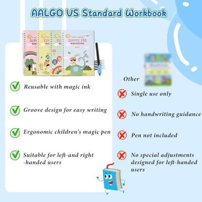 Handwriting Book Practice for Kids,Reusable Grooved Handwriting Workbooks | Magic Grooved Writing Practice for Kids Age 3-5 - size: 5.1inx7.1in