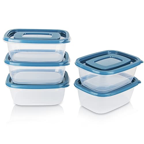 5PCS Food Containers Storage Sets(1000ML per Box),BPA-Free Rectangle Plastic Food Containers with Lids-Stackable Food Storage Box for School,Work,Travel and Meal Prep(Microwave and Fridge Safe) - color: 5PCS (1000ML Container Set)