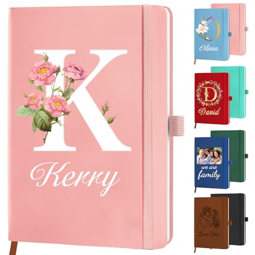 Personalized Journal Notebook with Initials Name Custom Journaling Notebook for Women Daughter Customized College Ruled Notebooks Lined Journals Gift for Mothers Day Mom Her Birthday Graduation - color: Initials-Printed