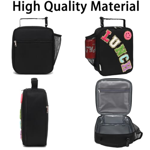 GYEUKHAM Insulated Lunch Bag for Women Girl Teen large Insulated Kid Lunch Bag,Large Reusable Cute Cooler Bag for School Work Picnic,Black Alphabet - color: Black Alphabet