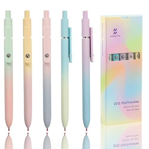 ELANE 5 Pcs Colorful Gel Pens,0.5mm Fine Point Quick Dry Black Ink Pen for Journaling Note Taking Writing, High-End Series Pens for Gifts for Doctor Nurse Teacher Students(morandi gradient) - color: morandi gradient