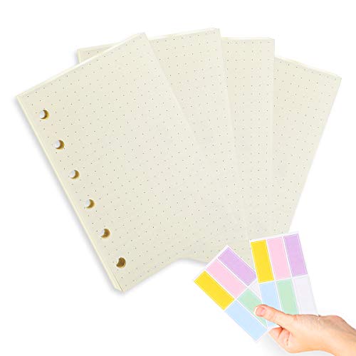 A7 Planner Refill,4 Pcs per Set, Dot Mattrix Paper, with Label Stickers Gift,Mini Binder Refills for 6 Ring Mini Planners,6 hole/100gsm Thick Paper/4.84 x 3.23'', Harphia - color: Dot Matrix