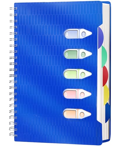 CAGIE 5 Subject Notebook with Dividers, A4 Spiral Notebook 8.5 x 11, 240 Pages Wide Ruled Notebook College Ruled, Large Hardcover Notebook for Note Taking for Work, School, Office, Blue | College Ruled, Large Notebook, Notebook for Note Taking for Work, S