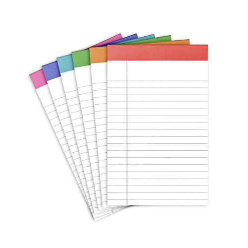 PAPERAGE Lined Legal Pads, (Rainbow), 6 Pack, 50 Sheets Each, Wide/Legal Ruled, Note Pads, Paper, 5 inches x 8 inches - color: Rainbow, size: Small (6 Pack)